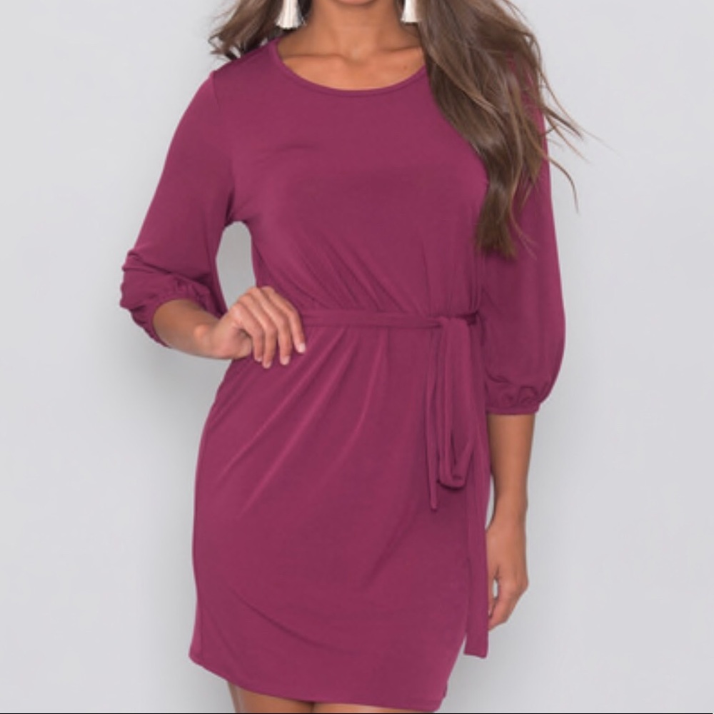 💥FINAL PRICE💥Burgundy Long Sleeve Modal Dress - Picture 2 of 6